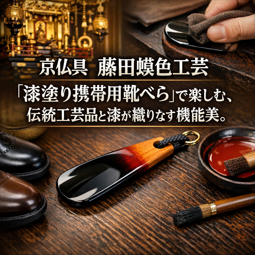 京仏具 藤田蝋色工芸「漆塗り携帯用靴べら」で楽しむ、伝統工芸品と漆が織りなす機能美。